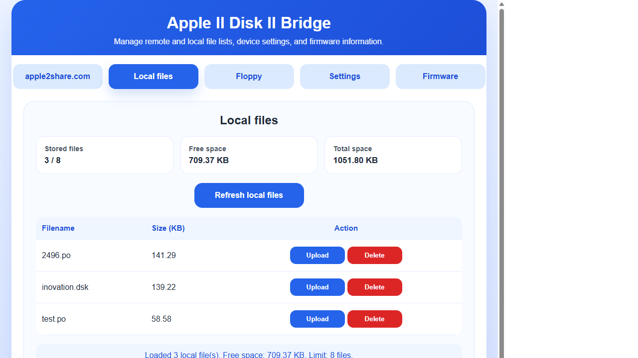 ESP32 Local files page
